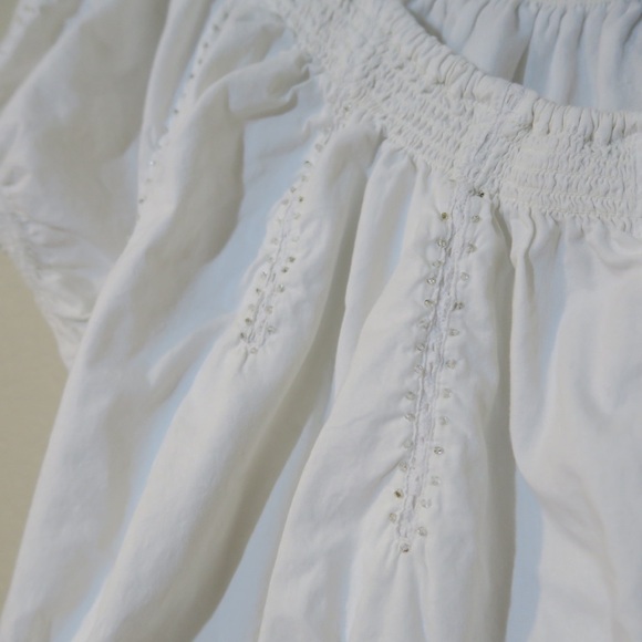 Lane Bryant Milkmaid Dress Boho Mini Beaded Collar Euro Summer Bridal White - Picture 6 of 9